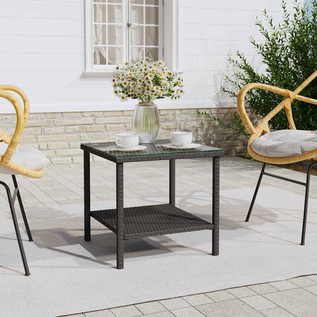 Bijzettafel 45x45x45 cm poly rattan en gehard glas zwart is nu te koop bij PeponiXL, paradijselijk wonen!