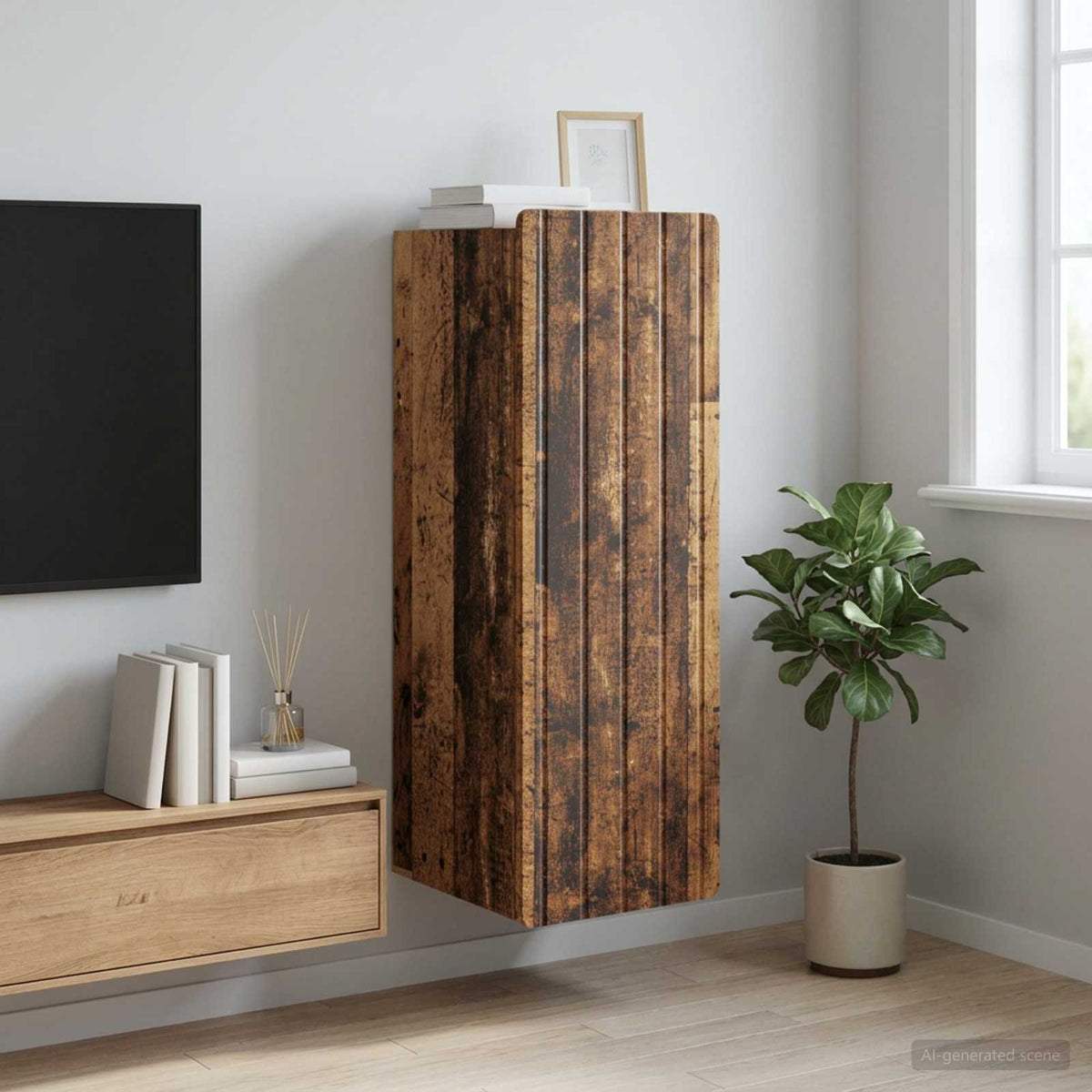 Wandkast Oud hout 33 x 34,5 x 94 cm Bewerkt hout is nu te koop bij PeponiXL, paradijselijk wonen!