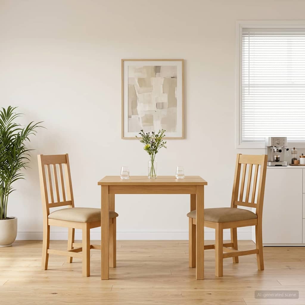 Eetkamerstoel VENLO 2 pcs Massief Eikenhout Beige is nu te koop bij PeponiXL, paradijselijk wonen!