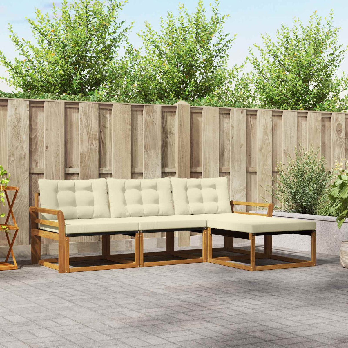 Buiten bankenset met kussen 4 pcs Natuurlijk en Crème is nu te koop bij PeponiXL, paradijselijk wonen!