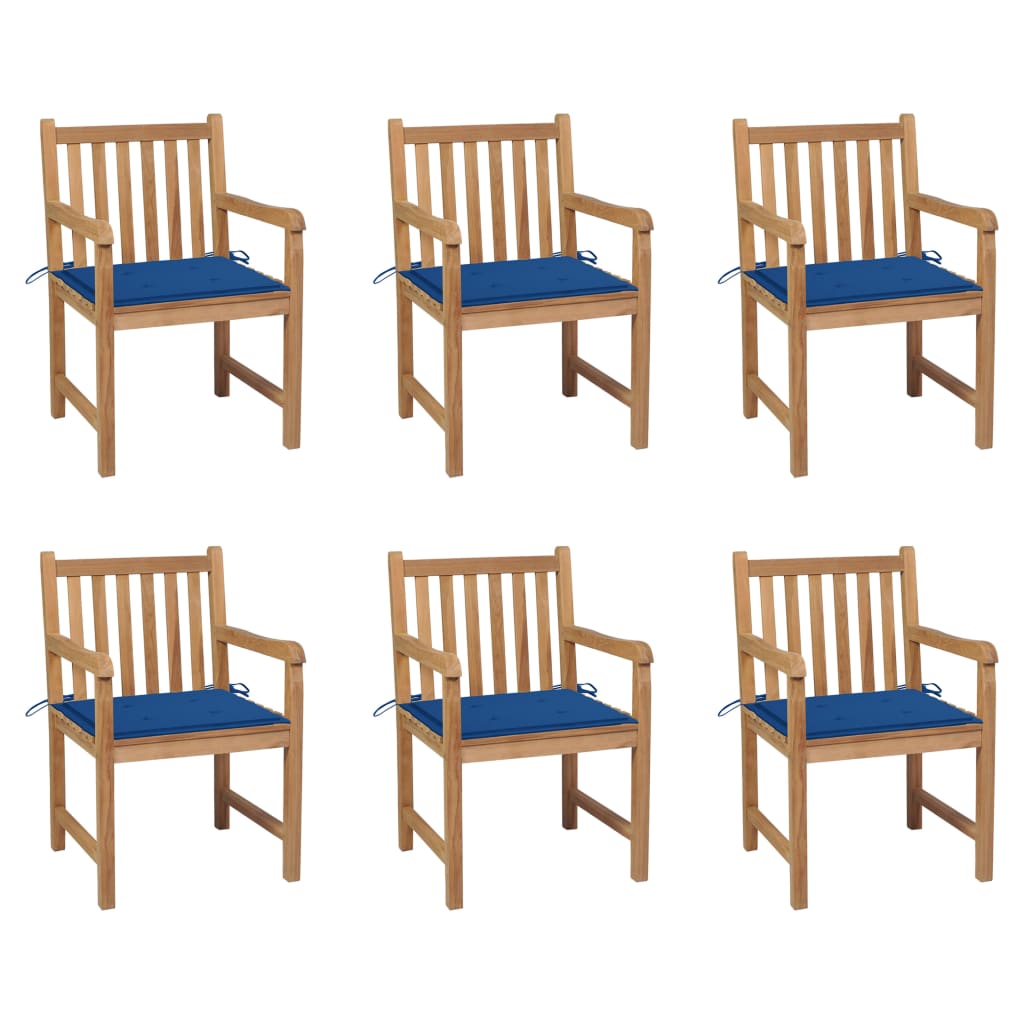 Tuinstoelen 6 st met koningsblauwe kussens massief teakhout is nu te koop bij PeponiXL, paradijselijk wonen!