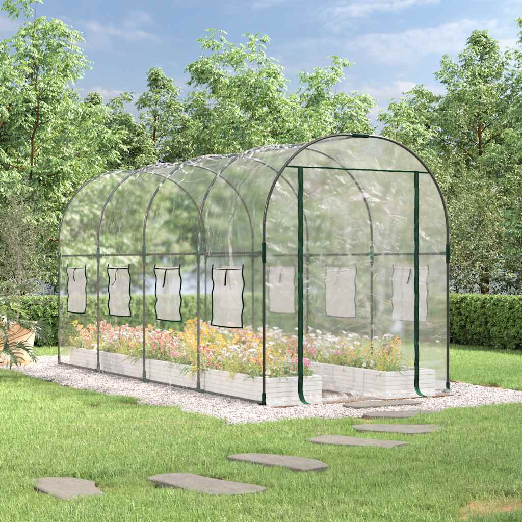 Tuinkas 160x400x190 cm PVC en gepoedercoat staal transparant is nu te koop bij PeponiXL, paradijselijk wonen!