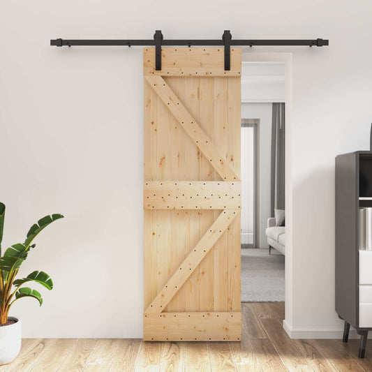 Schuifdeur Naturel en Zwart 70 x 210 cm Massief Grenenhout is nu te koop bij PeponiXL, paradijselijk wonen!