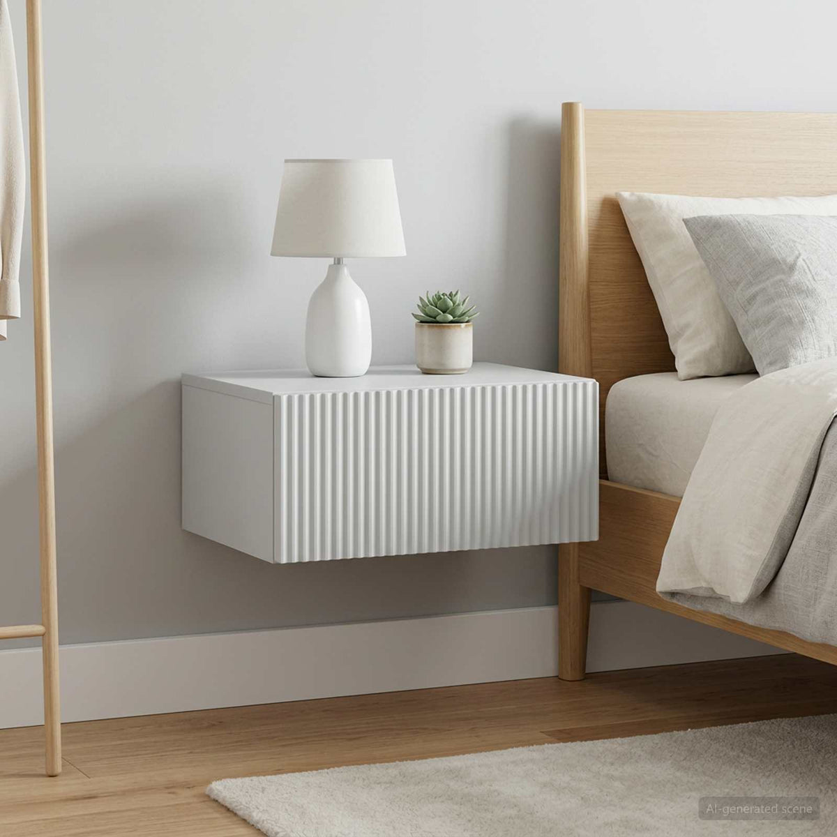 Wandbeugel Bedkast 2 pcs Wit 49 x 34,5 x 20 cm Bewerkt hout is nu te koop bij PeponiXL, paradijselijk wonen!