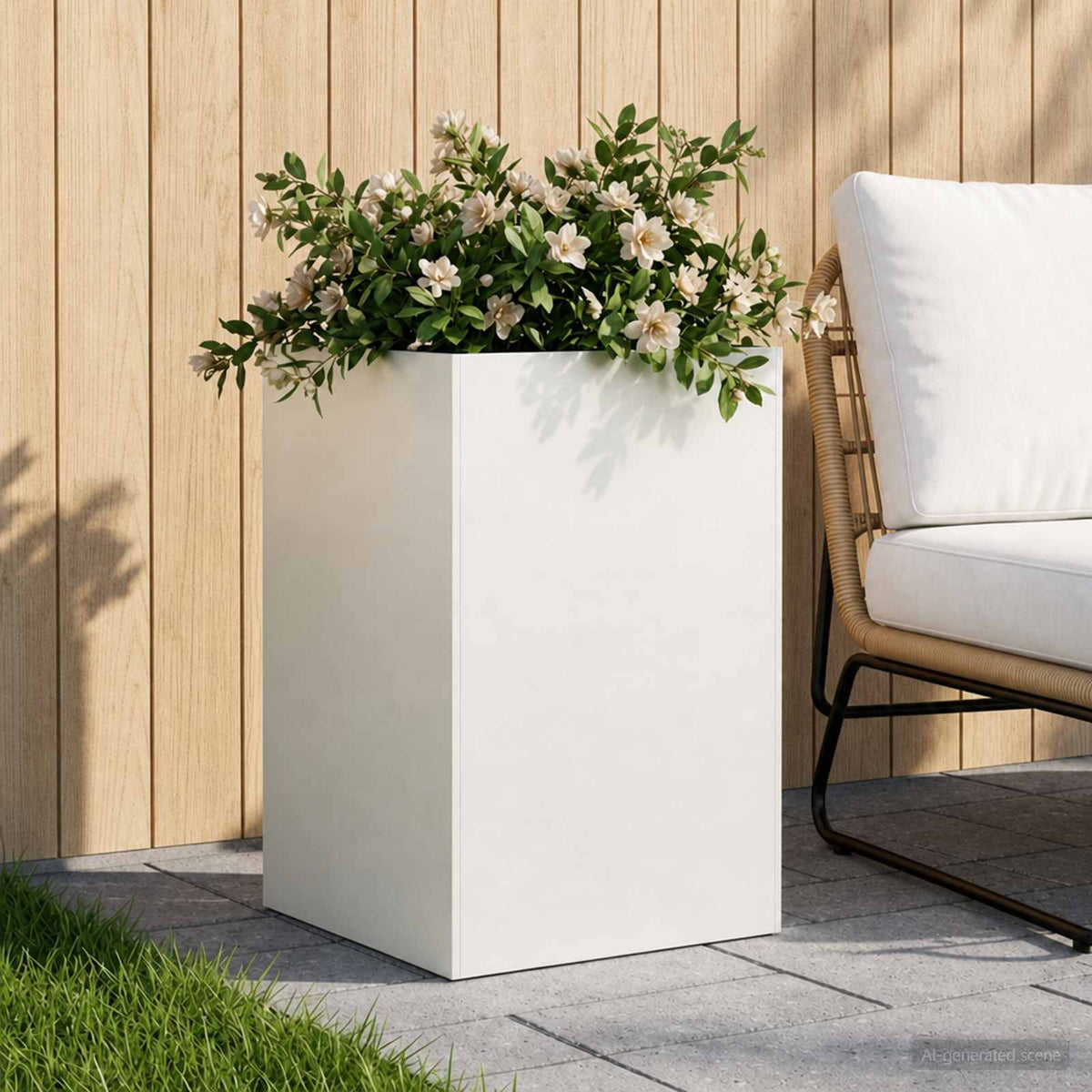 Plantenbak Wit 40 x 40 x 75 cm Koudgewalst staal is nu te koop bij PeponiXL, paradijselijk wonen!