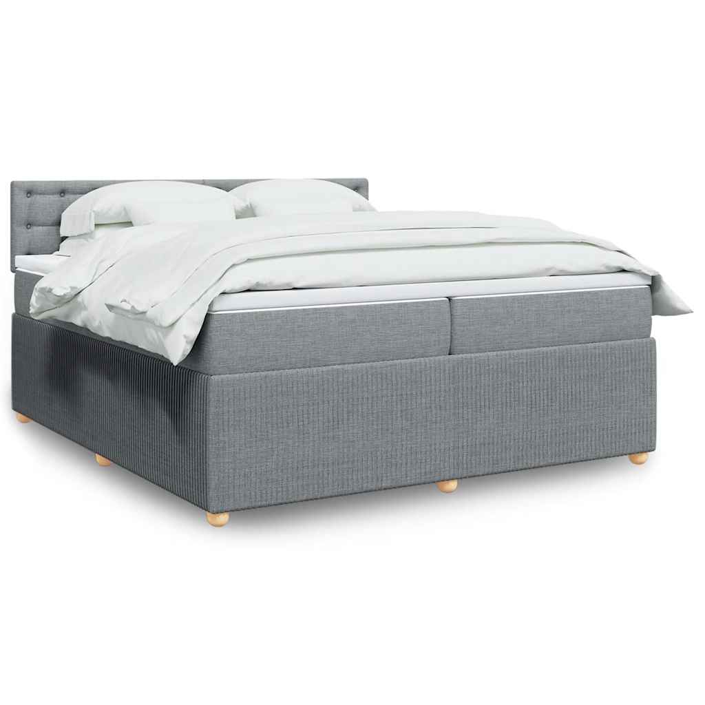 Boxspring met matras stof lichtgrijs 200x200 cm is nu te koop bij PeponiXL, paradijselijk wonen!