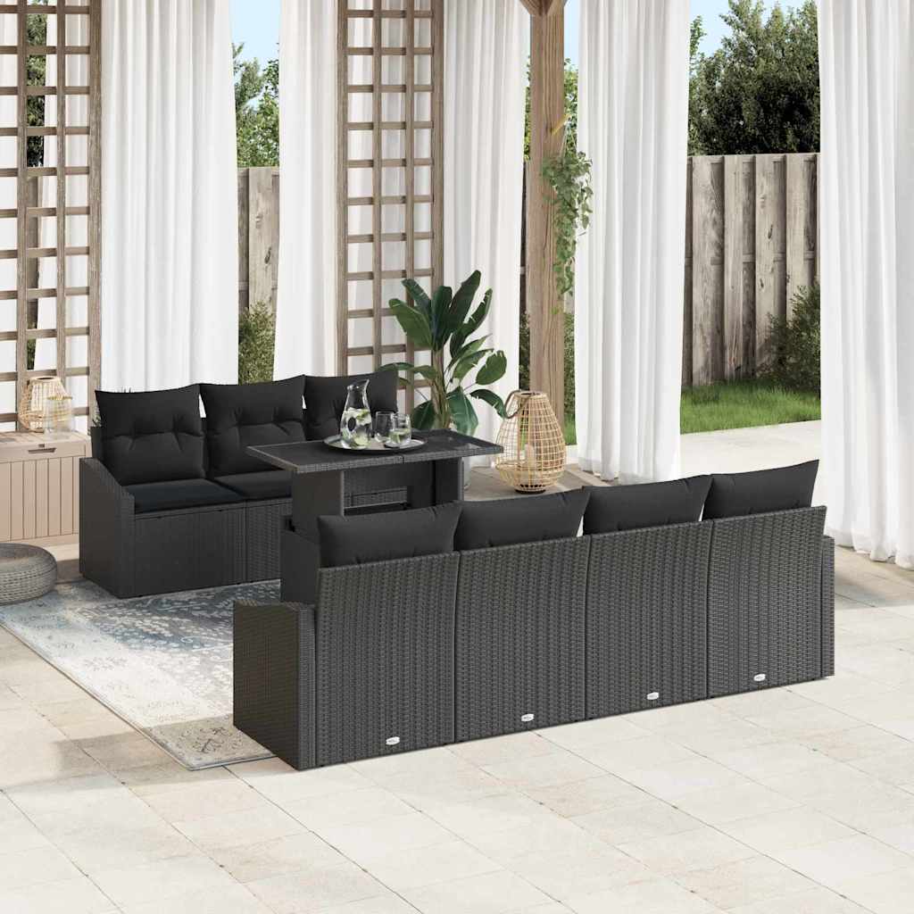 Tuin Sofa Set met kussen 8 pcs Zwart poly rattan is nu te koop bij PeponiXL, paradijselijk wonen!