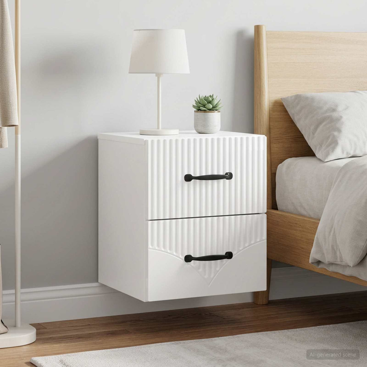 Wandbeugel Bedkast 2 pcs Hoogglans Wit 34,5 x 33 x 40 cm is nu te koop bij PeponiXL, paradijselijk wonen!