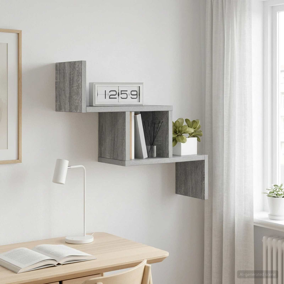 Wandplank Grijs Sonoma 48 x 15 x 42 cm Bewerkt hout is nu te koop bij PeponiXL, paradijselijk wonen!