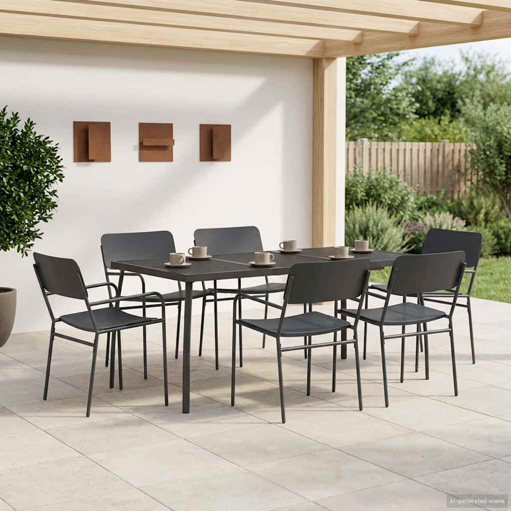 Eetkamerset 7 st Antraciet Staal is nu te koop bij PeponiXL, paradijselijk wonen!