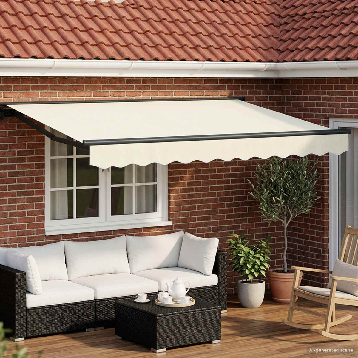 Elektrisch Uittrekbaar Zonnescherm Crème en Antraciet 3 x 2,5 m is nu te koop bij PeponiXL, paradijselijk wonen!