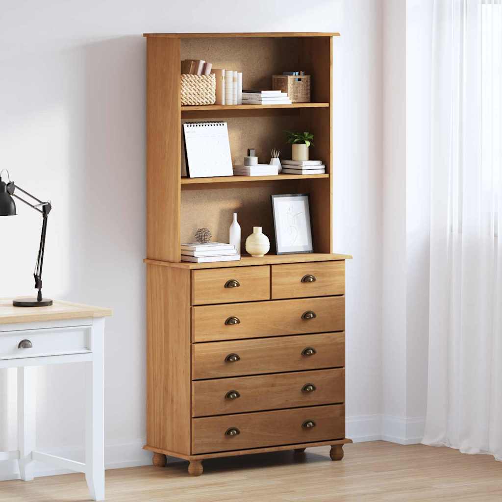 Hutch ASKIM Honing Wax 91 x 40 x 200,5 cm Massief grenenhout is nu te koop bij PeponiXL, paradijselijk wonen!
