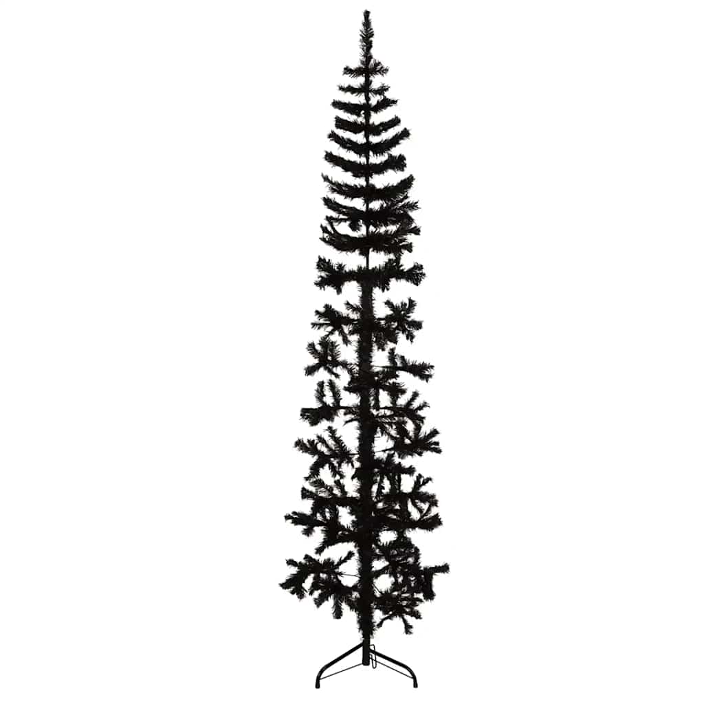 Kunstkerstboom half met standaard smal 240 cm zwart is nu te koop bij PeponiXL, paradijselijk wonen!