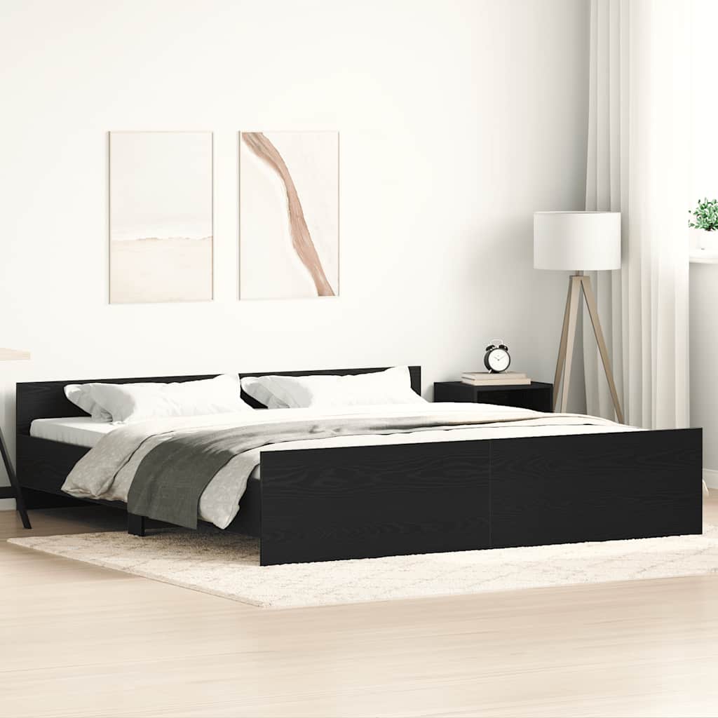 Bedframe zonder matras 180x200 cm bewerkt hout zwart eikenkleurig is nu te koop bij PeponiXL, paradijselijk wonen!