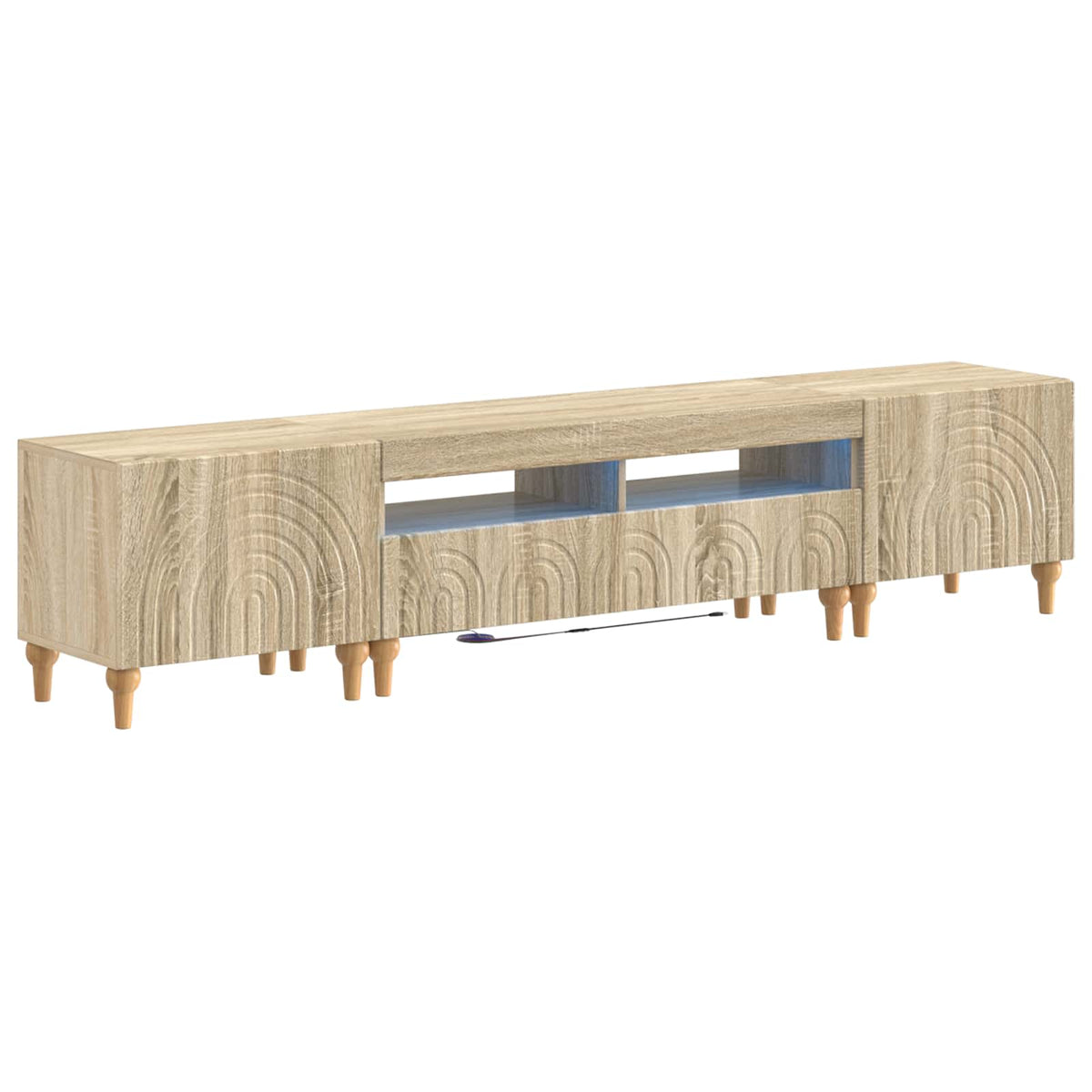 3-delige LED TV-kast Sonoma Eiken Bewerkt hout is nu te koop bij PeponiXL, paradijselijk wonen!