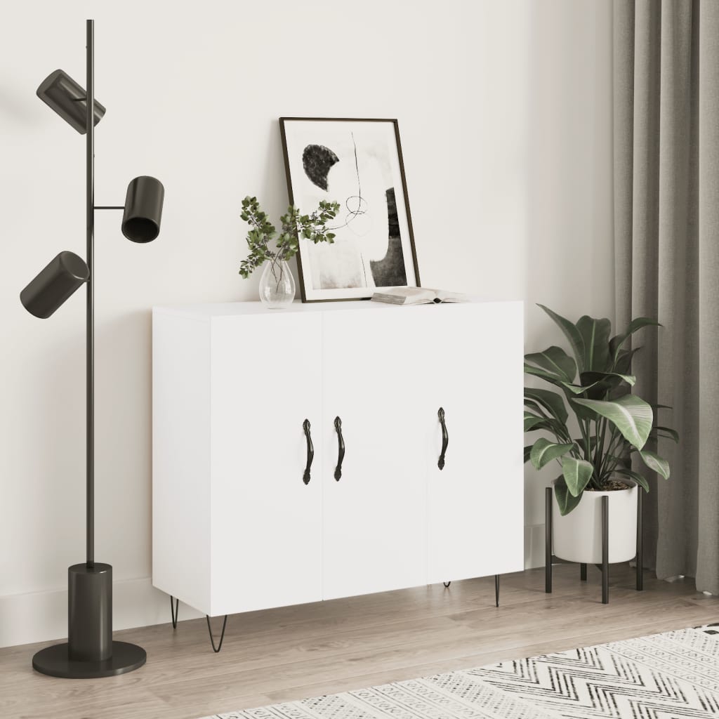 Dressoir 90x34x80 cm bewerkt hout wit is nu te koop bij PeponiXL, paradijselijk wonen!