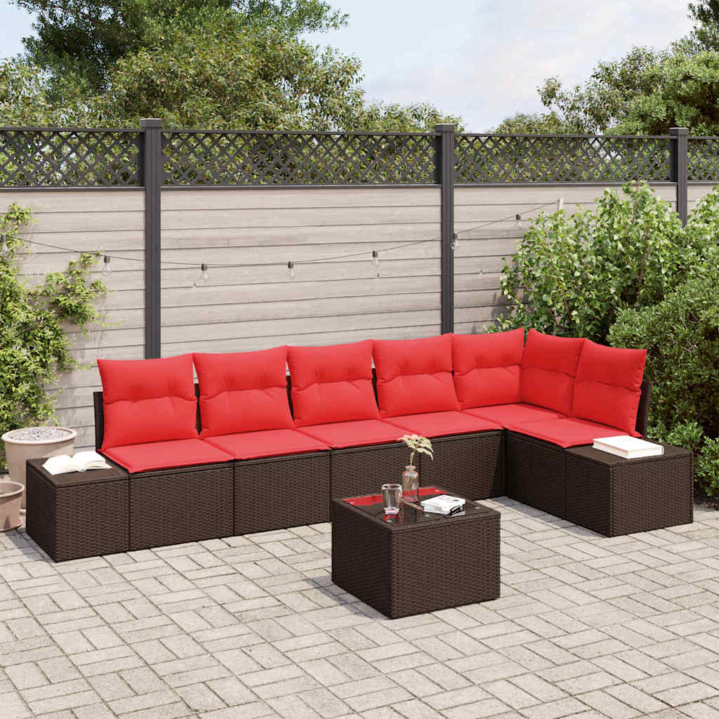 Tuinbankenset met opslag Bruin en Rood poly rattan is nu te koop bij PeponiXL, paradijselijk wonen!