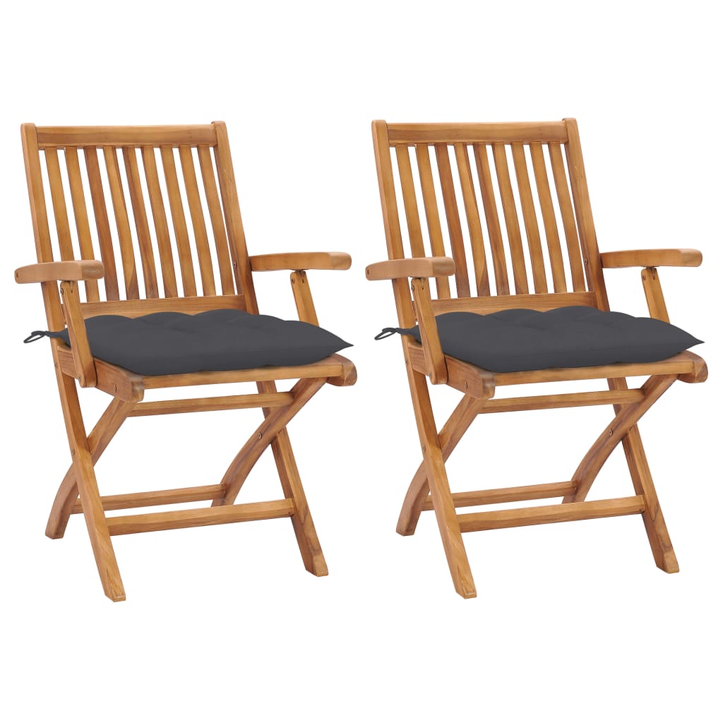 Tuinstoelen 2 st met antracietkleurige kussens massief teakhout is nu te koop bij PeponiXL, paradijselijk wonen!