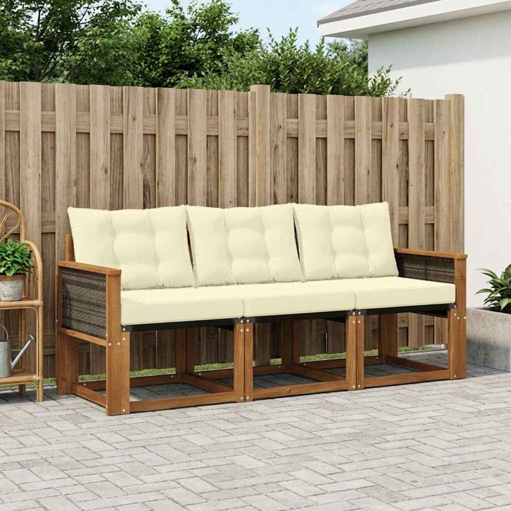 Buiten bankenset met kussen 3 pcs Natuurlijk en Crème is nu te koop bij PeponiXL, paradijselijk wonen!