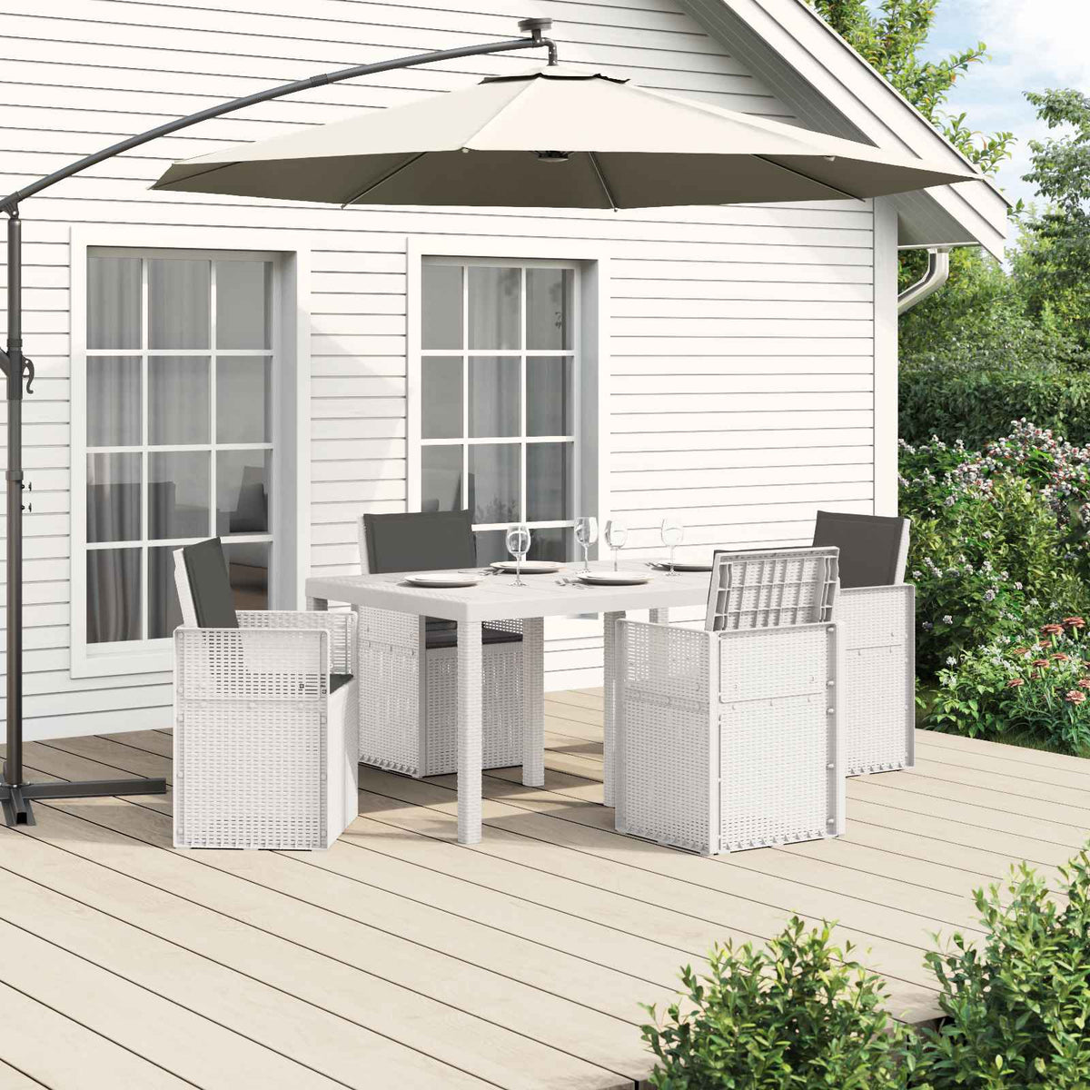 Tuin eettafelset 5 st Wit en antracietkleurig PP is nu te koop bij PeponiXL, paradijselijk wonen!
