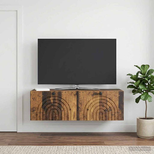 Wandbeugel TV-kast Oud hout 98 x 31 x 30 cm Bewerkt hout is nu te koop bij PeponiXL, paradijselijk wonen!