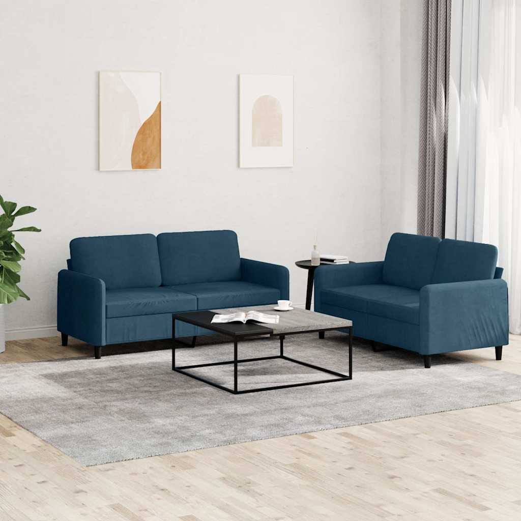 2-delige Loungeset fluweel blauw is nu te koop bij PeponiXL, paradijselijk wonen!