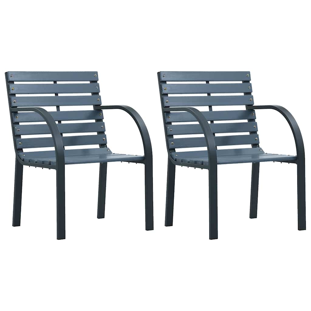 Tuinstoelen 2 st massief vurenhout en gepoedercoat staal grijs is nu te koop bij PeponiXL, paradijselijk wonen!