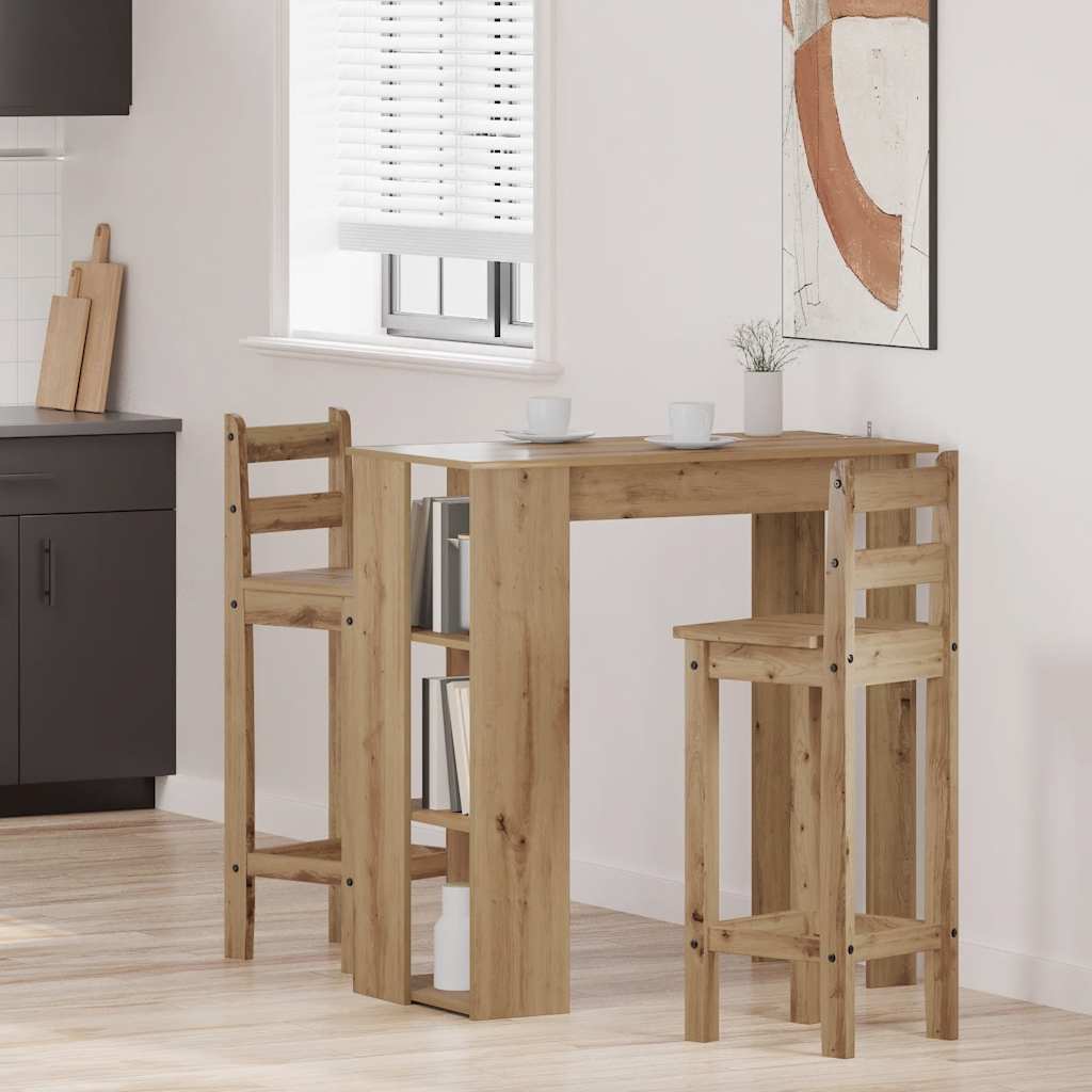 Bartafel met schap 102x50x103,5cm bewerkt hout artisanaal eiken is nu te koop bij PeponiXL, paradijselijk wonen!