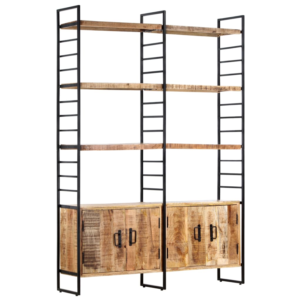 Boekenkast met 4 schappen 124x30x180 cm ruw mangohout is nu te koop bij PeponiXL, paradijselijk wonen!