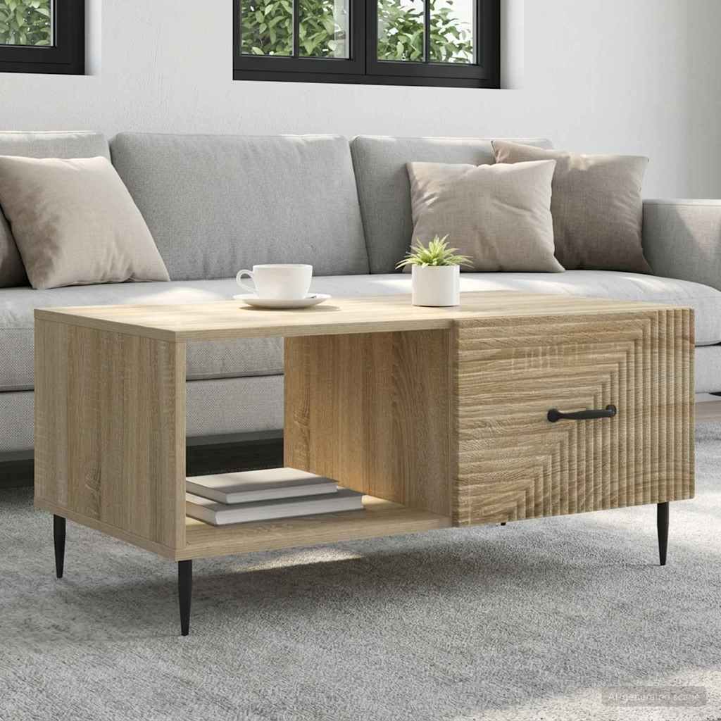 Salontafel Sonoma Eiken 90 x 50 x 40 cm Bewerkt hout is nu te koop bij PeponiXL, paradijselijk wonen!