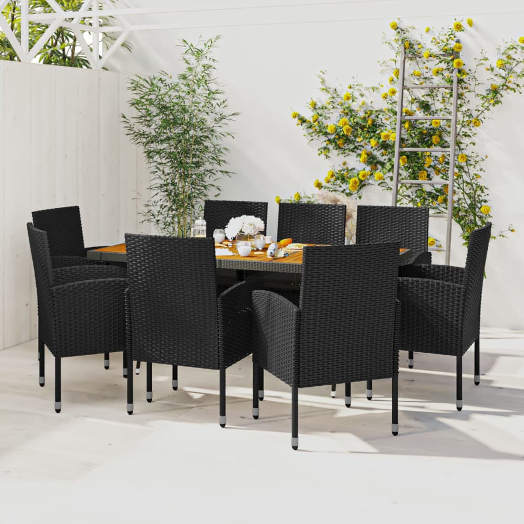 9-delige Tuinset poly rattan zwart is nu te koop bij PeponiXL, paradijselijk wonen!