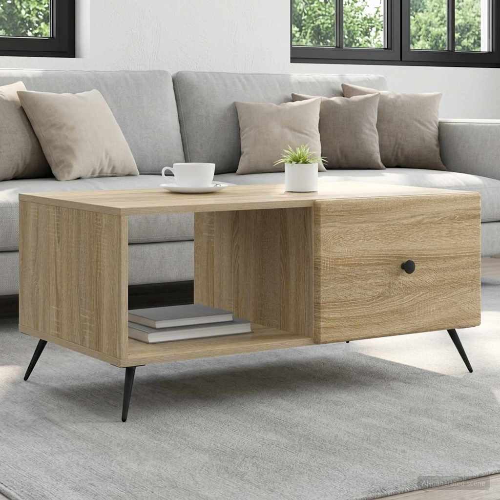 Salontafel Sonoma Eiken 90 x 50 x 40 cm Bewerkt hout is nu te koop bij PeponiXL, paradijselijk wonen!