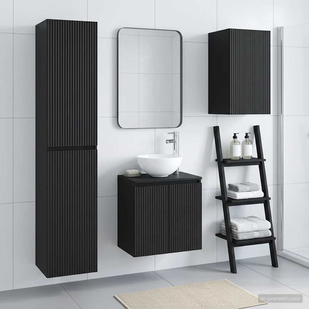 Badkamermeubelset 3 st Zwart 33 x 34,5 x 160 cm Bewerkt hout is nu te koop bij PeponiXL, paradijselijk wonen!