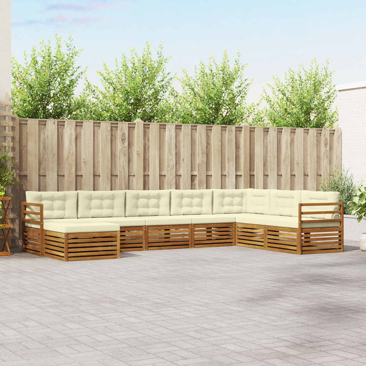 Buiten bankenset met kussen 8 pcs Natuurlijk en Crème is nu te koop bij PeponiXL, paradijselijk wonen!