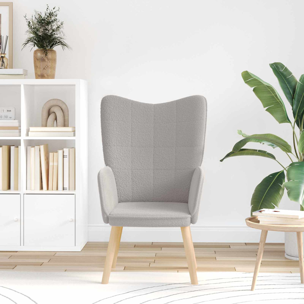 Fauteuil Lichtgrijs 62 x 67 x 95,5 cm Sherpa Stof is nu te koop bij PeponiXL, paradijselijk wonen!