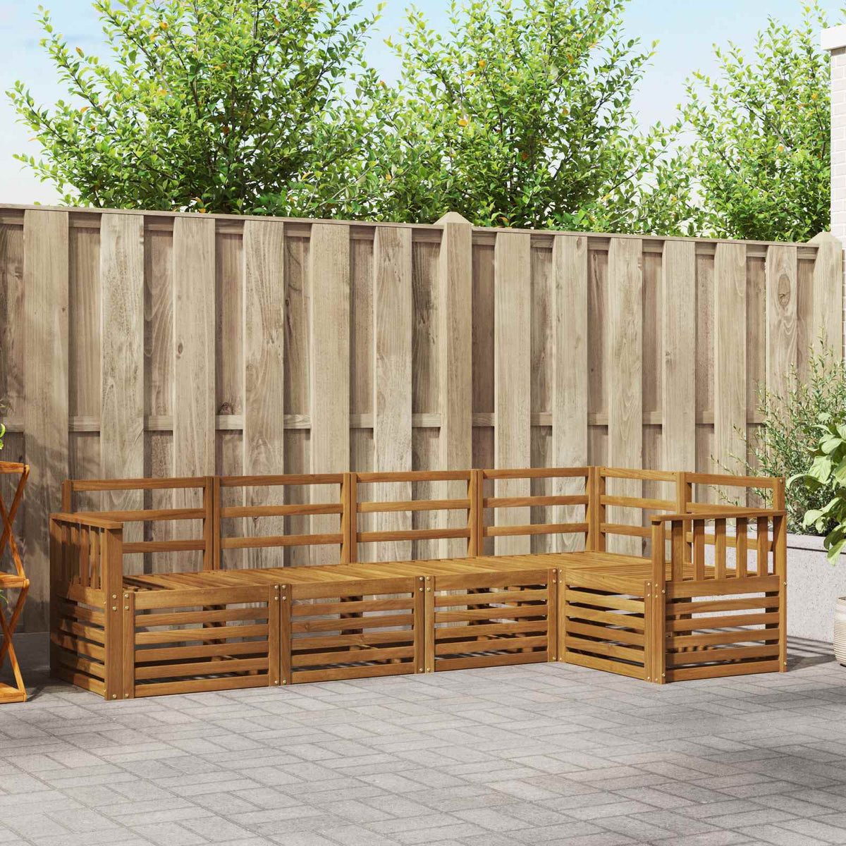 Hoekbank Set 5 pcs Naturel Massief Acaciahout is nu te koop bij PeponiXL, paradijselijk wonen!