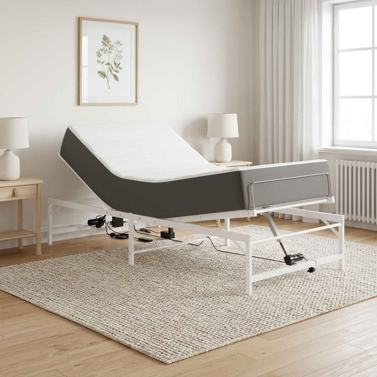 Elektrisch Verstelbaar Bedframe Wit 100 x 190 cm Staal is nu te koop bij PeponiXL, paradijselijk wonen!