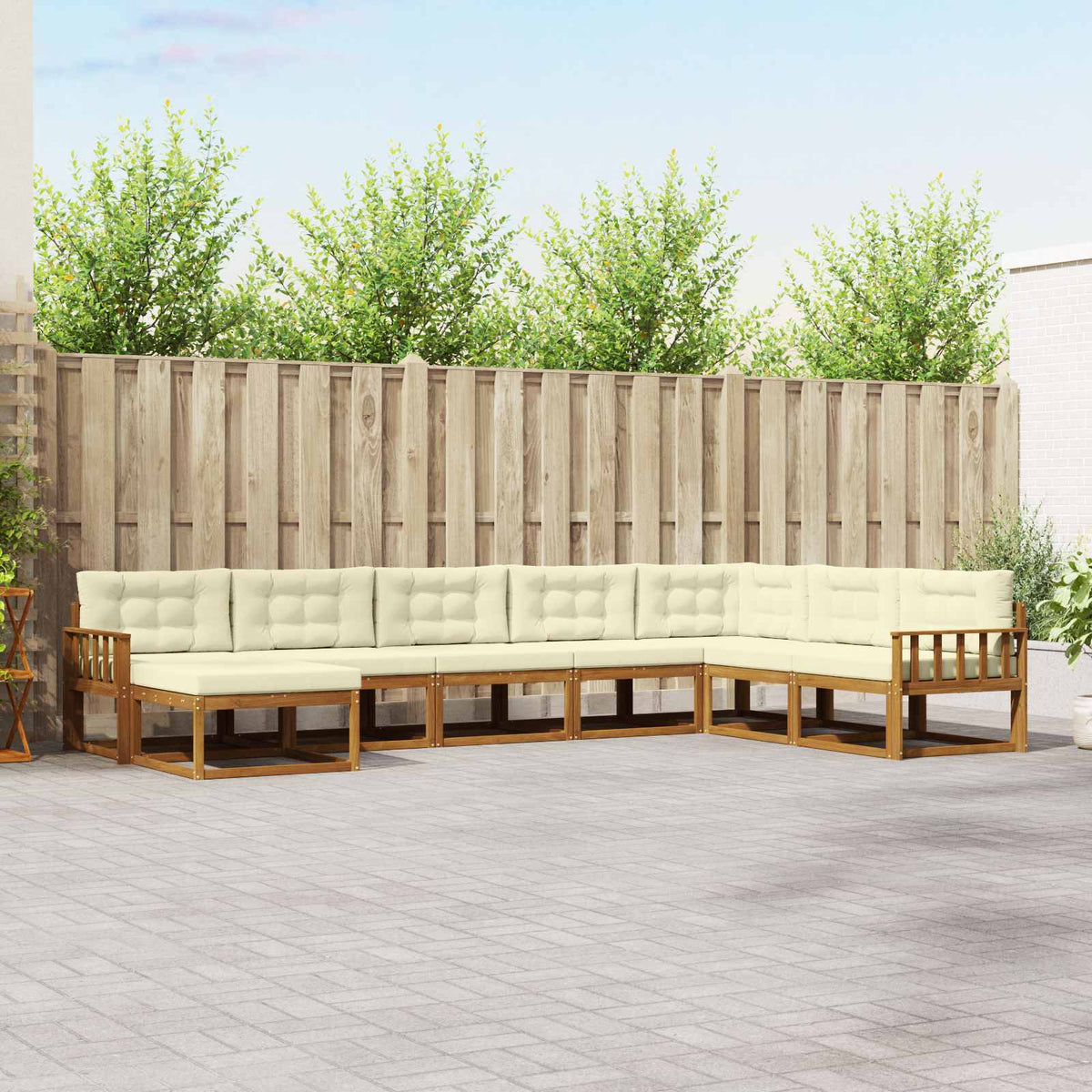 Buiten bankenset met kussen 8 pcs Natuurlijk en Crème is nu te koop bij PeponiXL, paradijselijk wonen!
