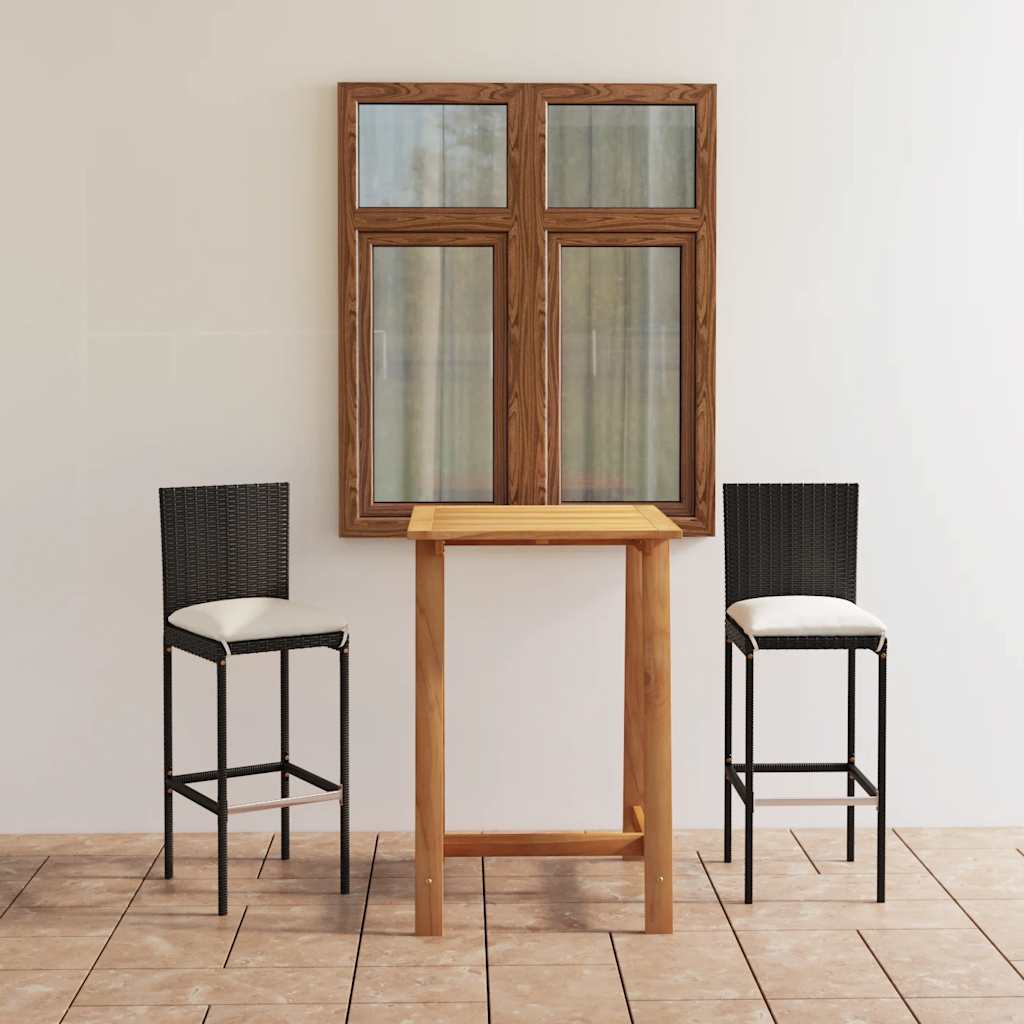 3-delige Tuinbarset met kussens zwart is nu te koop bij PeponiXL, paradijselijk wonen!