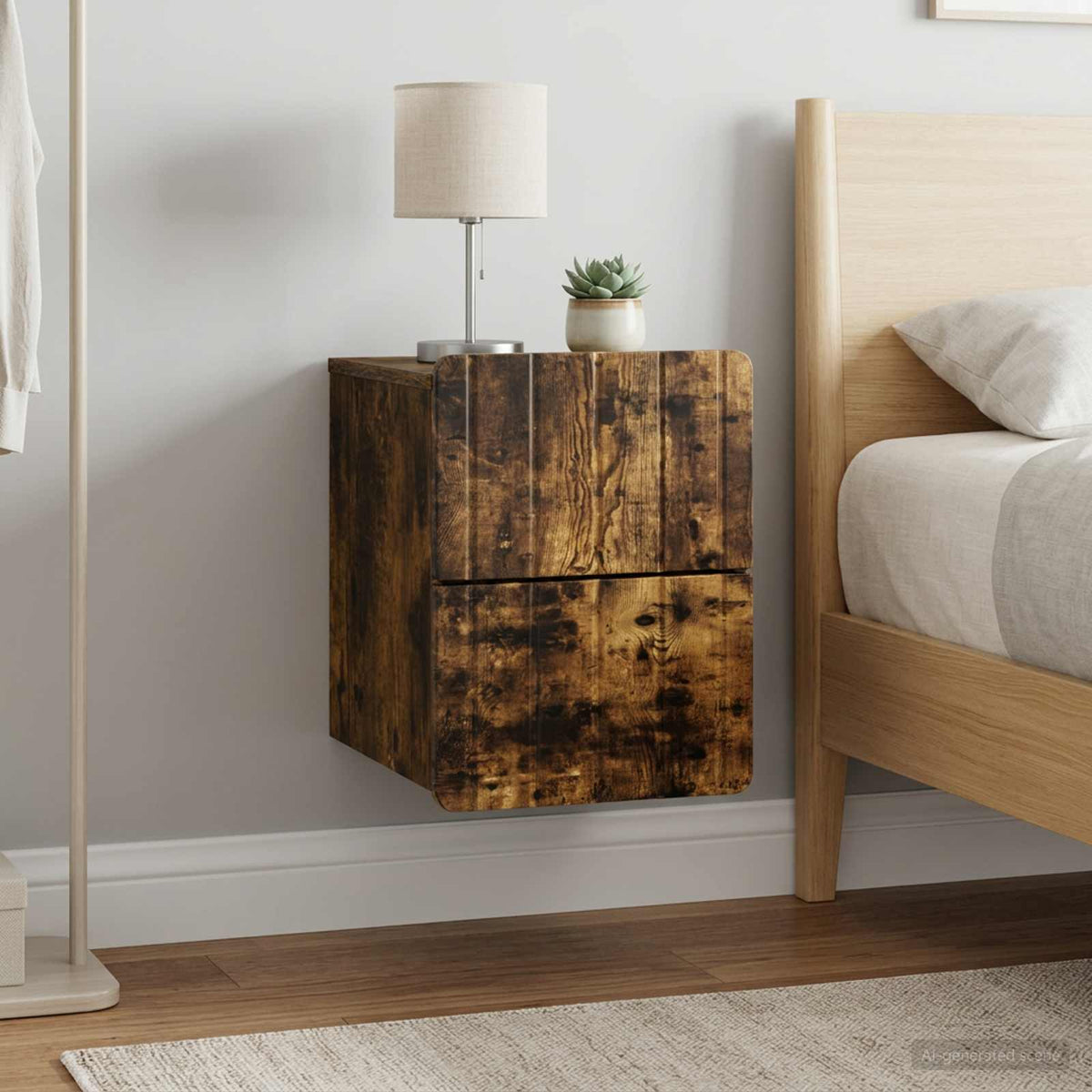 Wandbeugel Bedkast 2 pcs Gerookt eiken 33 x 34,5 x 43 cm is nu te koop bij PeponiXL, paradijselijk wonen!