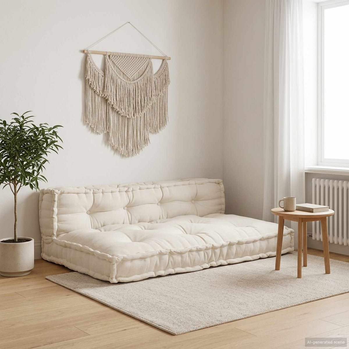 Pallet Sofa Kussen 2 pcs Crèmekleurig 120 x 80 x 38 cm Stof is nu te koop bij PeponiXL, paradijselijk wonen!