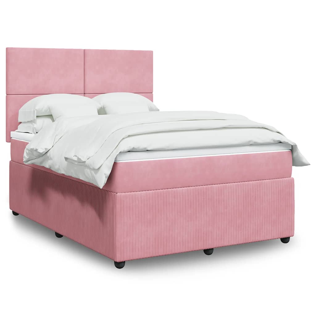Boxspring met matras fluweel roze 140x200 cm is nu te koop bij PeponiXL, paradijselijk wonen!