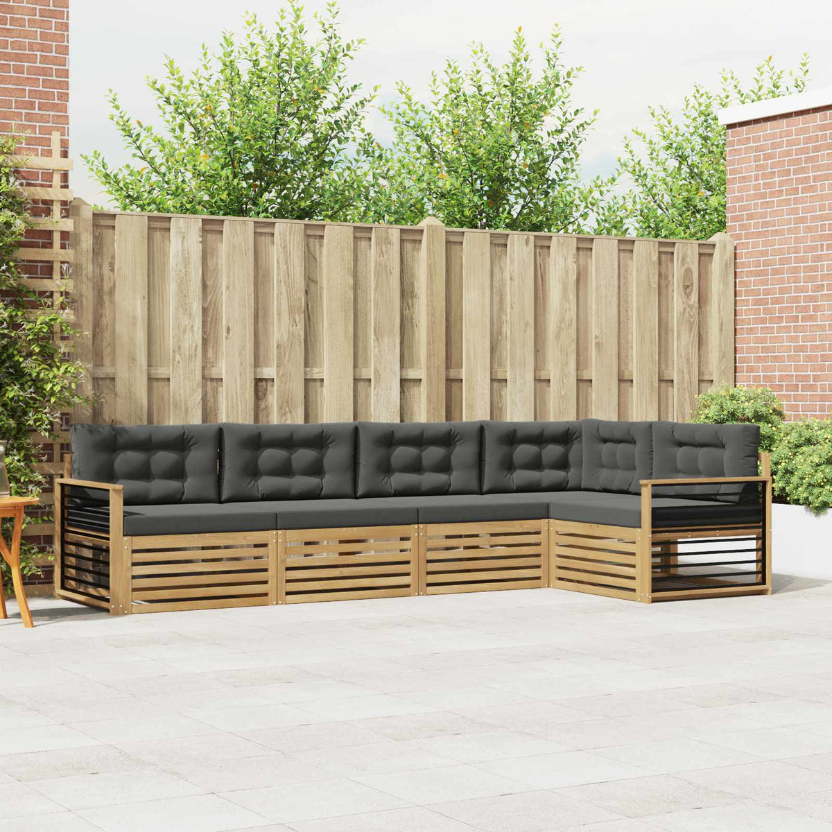 Buiten bankenset 6 pcs Wit en antracietkleurig Polyester is nu te koop bij PeponiXL, paradijselijk wonen!