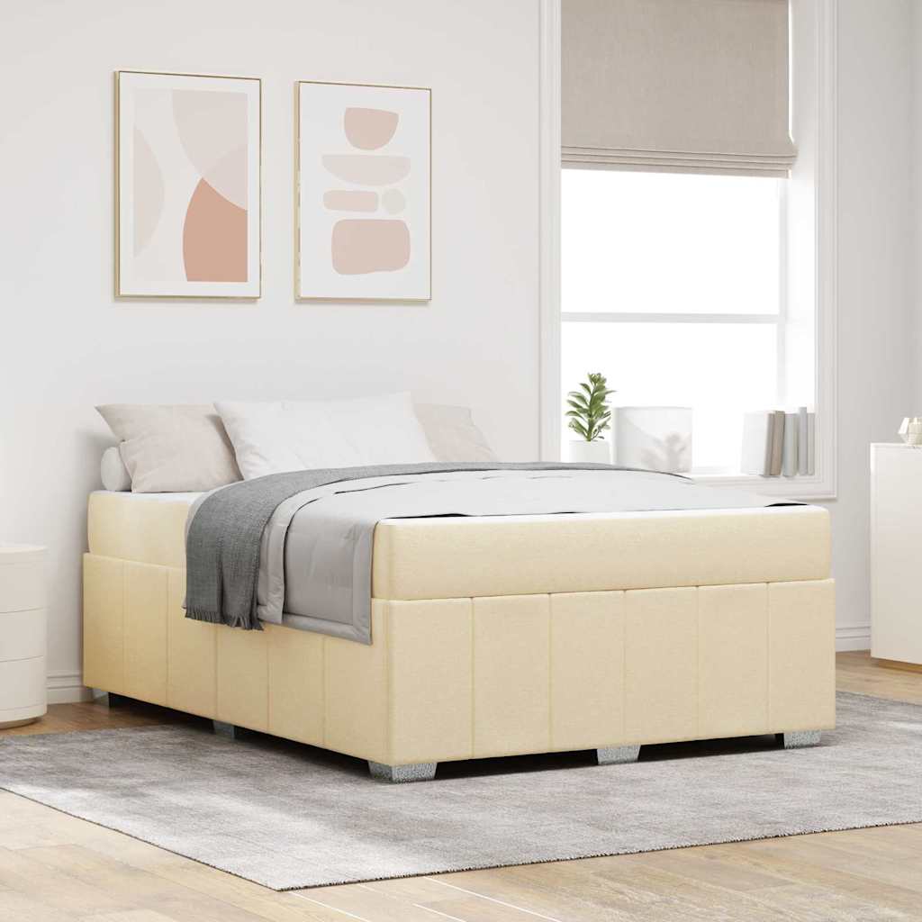 Bedframe met matras Crème 140 x 200 cm Stof is nu te koop bij PeponiXL, paradijselijk wonen!