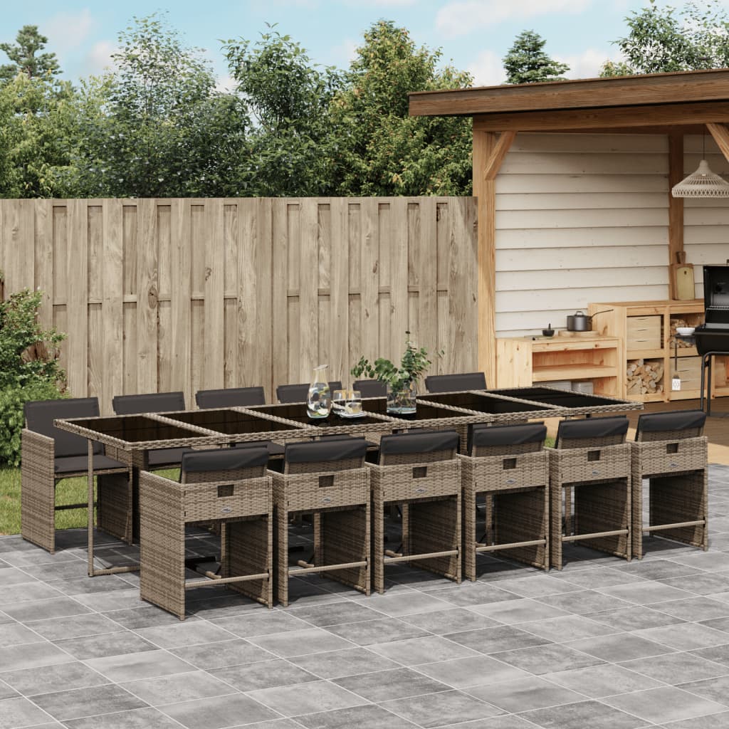 13-delige Tuinset met kussens poly rattan grijs is nu te koop bij PeponiXL, paradijselijk wonen!