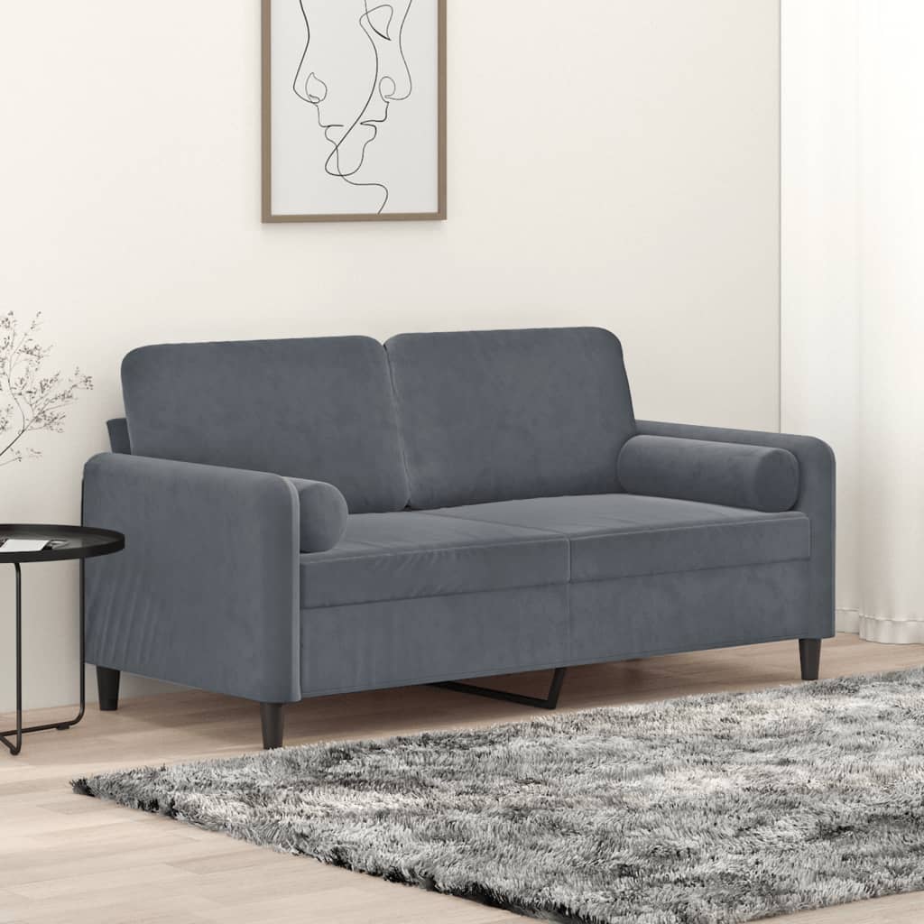 Tweezitsbank met sierkussens 140 cm fluweel donkergrijs is nu te koop bij PeponiXL, paradijselijk wonen!