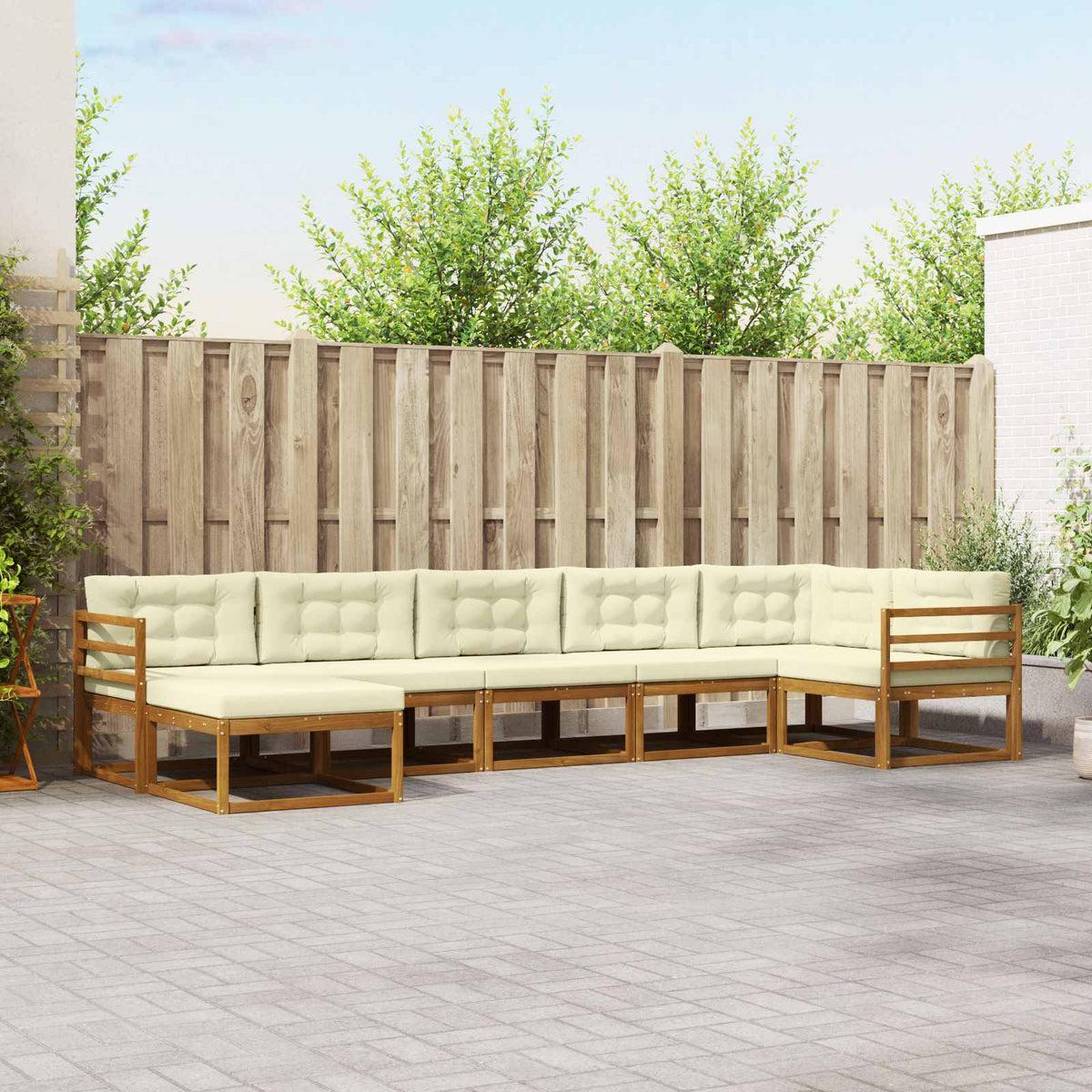 Buiten bankenset met kussen 7 pcs Natuurlijk en Crème is nu te koop bij PeponiXL, paradijselijk wonen!