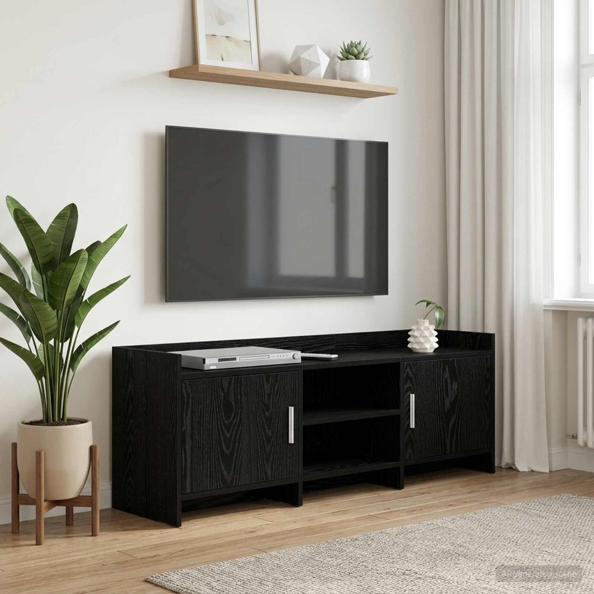 TV-kast 130 x 33 x 47 cm Zwart eiken Bewerkt hout is nu te koop bij PeponiXL, paradijselijk wonen!