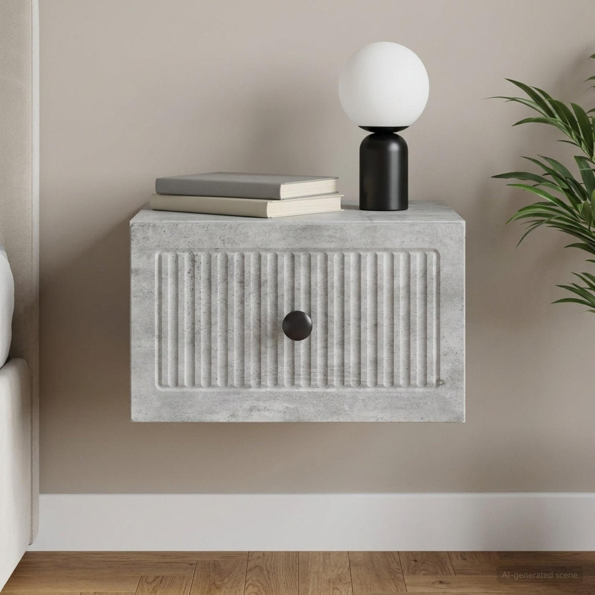 Wandbeugel Bedkast Betongrijs 33 x 34,5 x 20 cm Bewerkt hout is nu te koop bij PeponiXL, paradijselijk wonen!