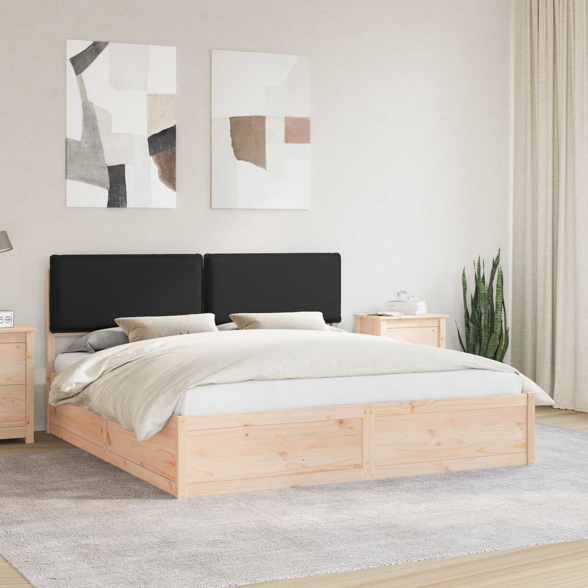 Bedframe met Gevoerd Hoofdgedeelte Zwart 180 x 200 cm is nu te koop bij PeponiXL, paradijselijk wonen!